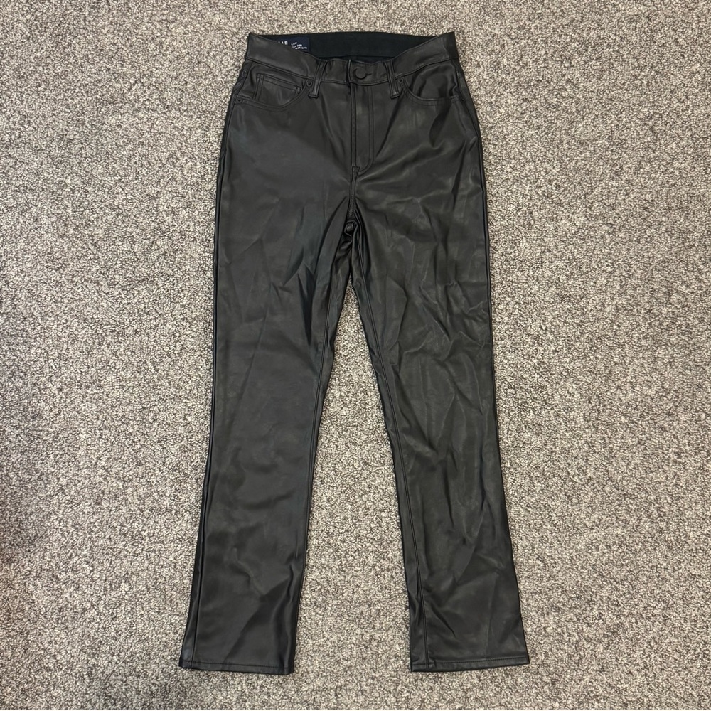 GAP Black High Rise Vintage Straight Faux Leather Jeans - Picture 2 of 7